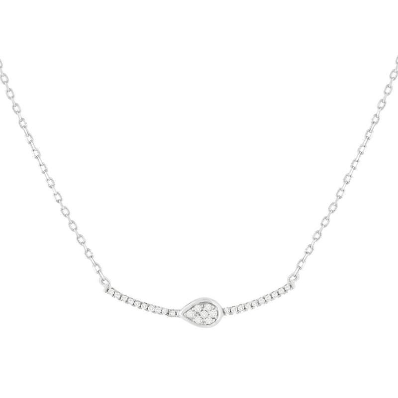 Collier or blanc 375 diamants 42 cm - vue 1
