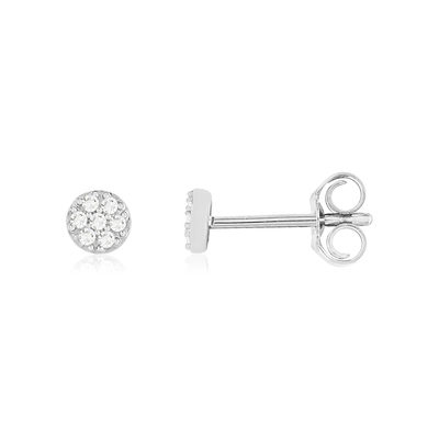 Boucles d'oreilles or blanc 375 diamants - vue 1