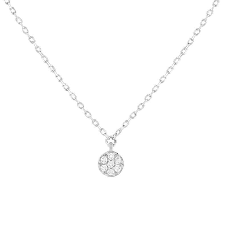 375 white gold necklace with diamonds, 42 cm - view 1