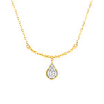 Collier or 375 2 tons diamants 42 cm, motif goutte - vue 1