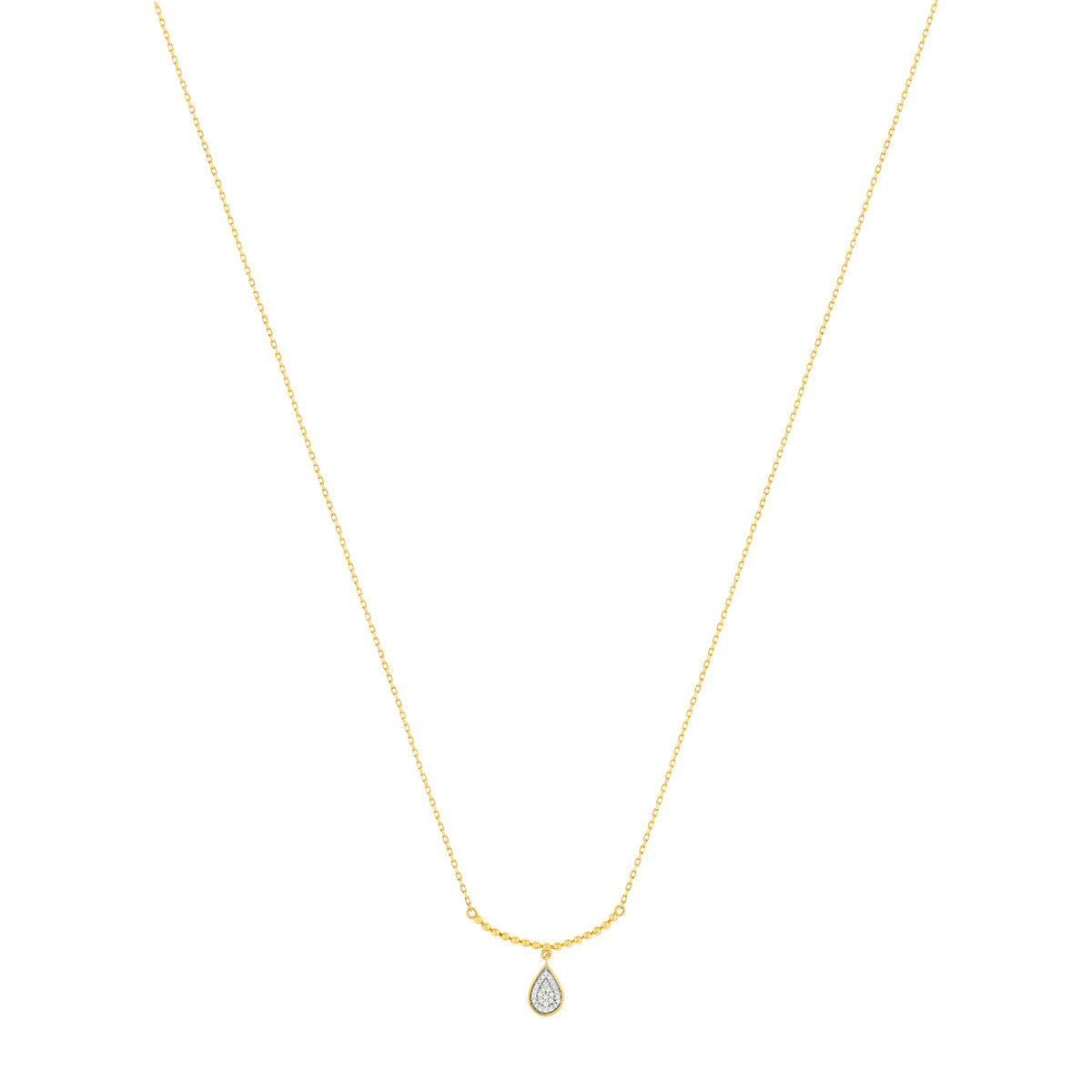 Collier or 375 2 tons diamants 42 cm, motif goutte - vue 2