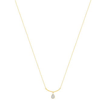 Collier or 375 2 tons diamants 42 cm, motif goutte