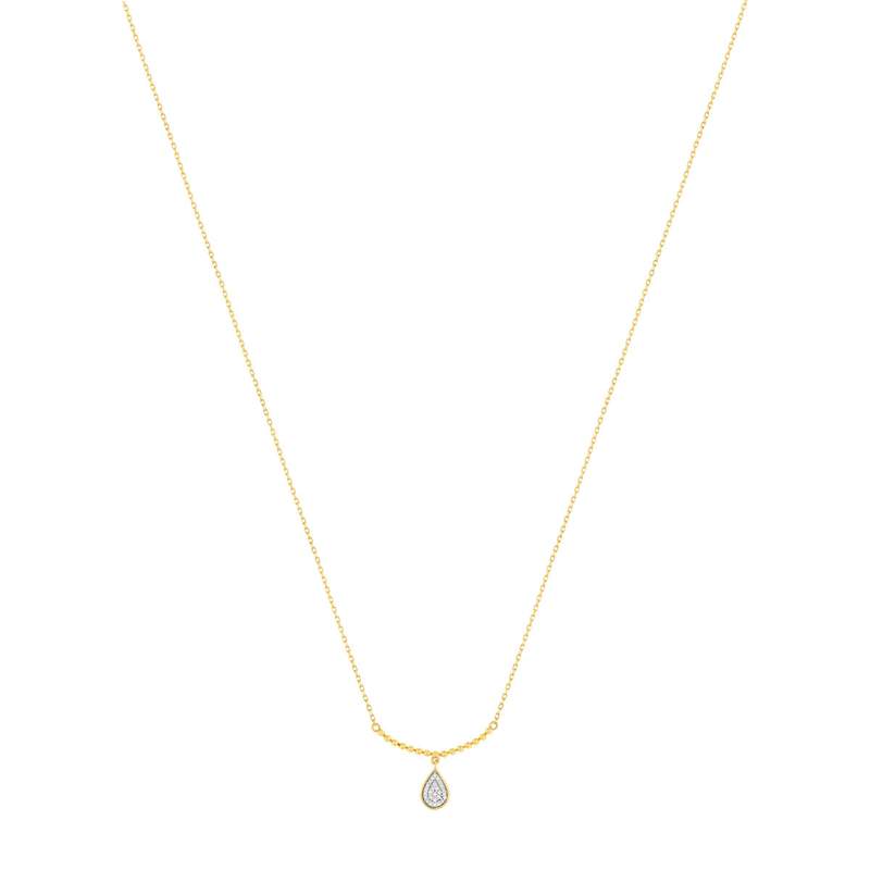Collier or 375 2 tons diamants 42 cm, motif goutte - vue 2