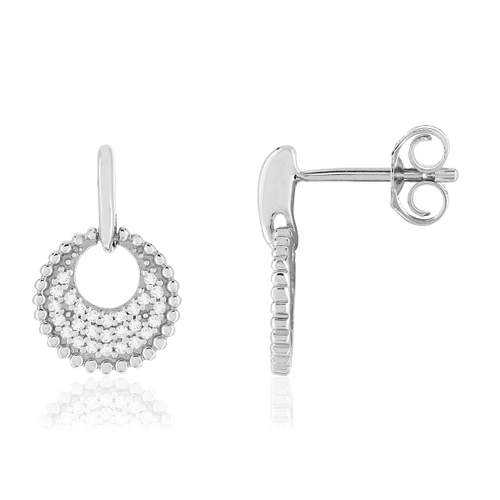 Boucles d'oreilles or blanc 375 diamants