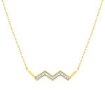 Collier or 375 2 tons diamants 42 cm, motif éclair - vue 1