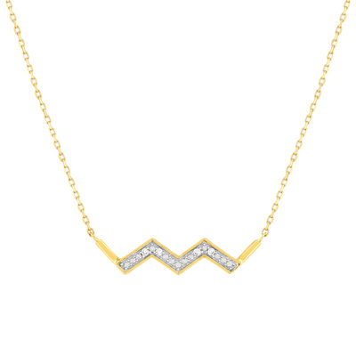 Collier or 375 2 tons diamants 42 cm, motif éclair - vue 1