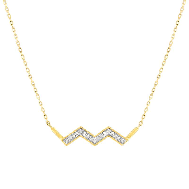 Collier or 375 2 tons diamants 42 cm, motif éclair - vue 1