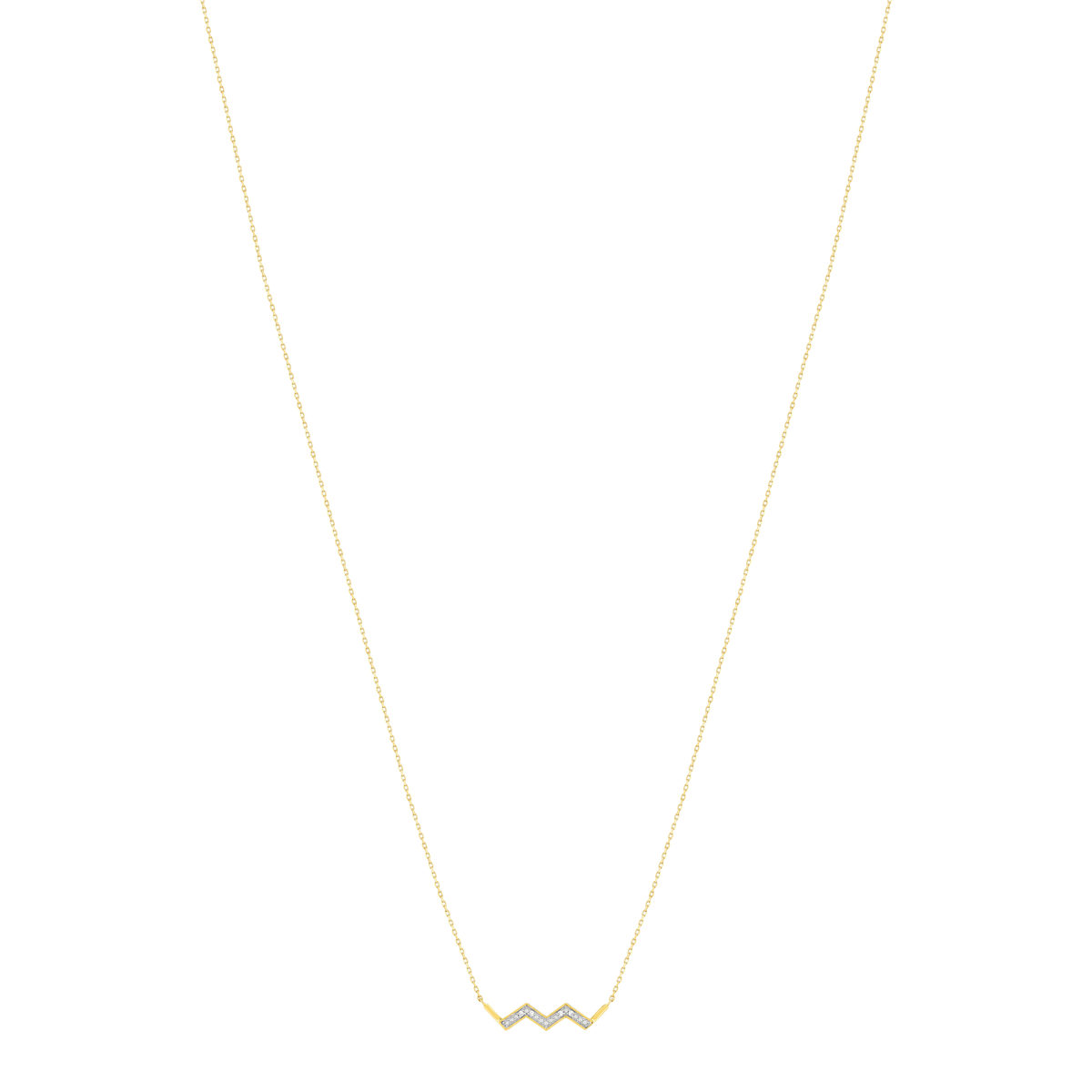 Collier or 375 2 tons diamants 42 cm, motif éclair - vue 2