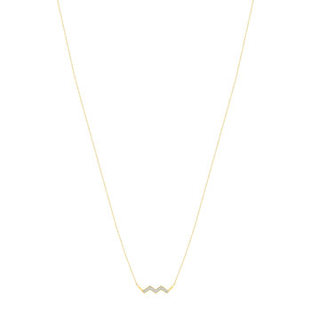 Collier or 375 2 tons diamants 42 cm, motif éclair