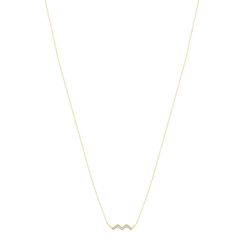 Collier or 375 2 tons diamants 42 cm, motif éclair - vue 2