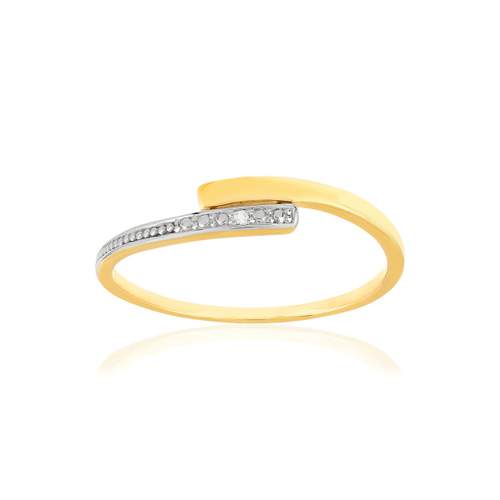 Bague or 375 2 tons diamant