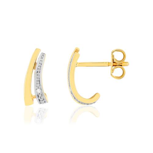 Boucles d'oreilles or 375 2 tons diamants