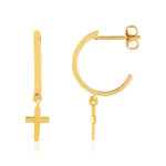Boucles d'oreilles or jaune 375, croix - vue 1