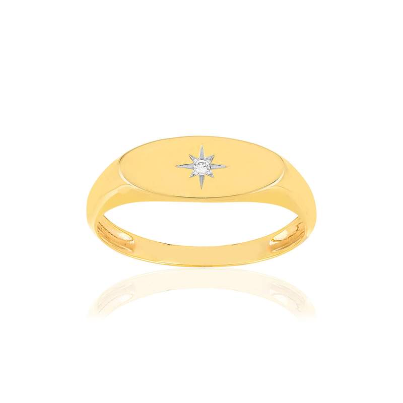 Bague or jaune 375 diamant - vue 1