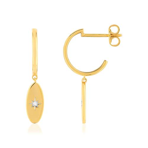 Boucles d'oreilles or jaune 375 diamants
