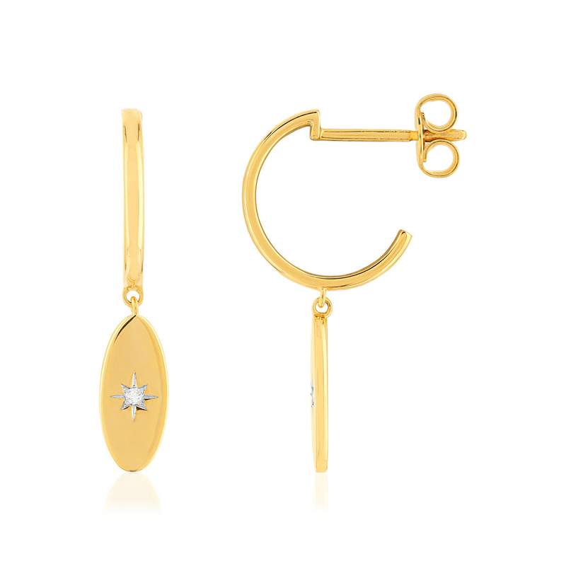 Boucles d'oreilles or jaune 375 diamants - vue 1