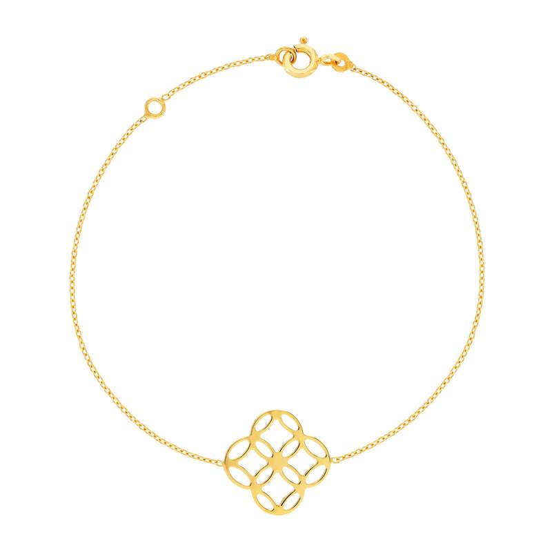 Bracelet or jaune 375 18 cm motif mandala - vue 1