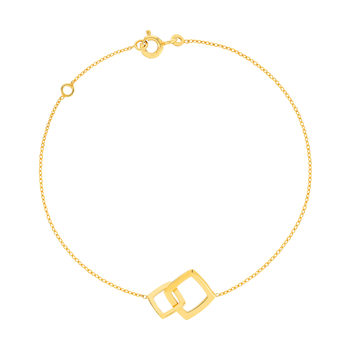 Bracelet or jaune 375 18 cm motif carrés entrelacés