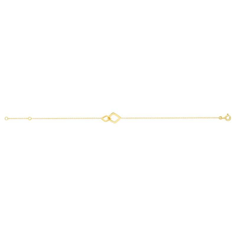 Bracelet or jaune 375 18 cm motif carrés entrelacés - vue 2
