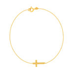 Bracelet or jaune 375 18 cm motif croix - vue 1