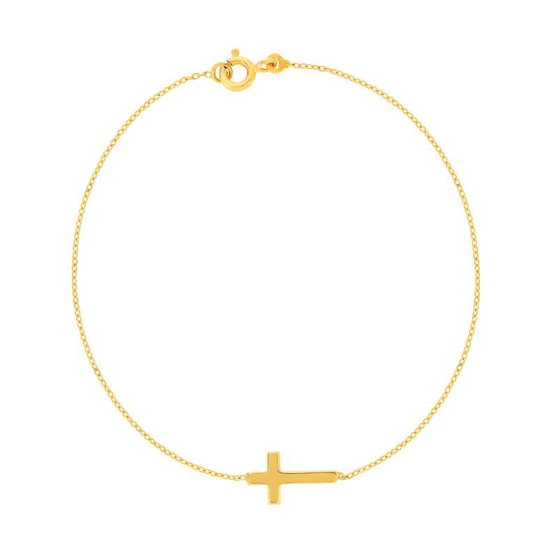Bracelet or jaune 375 18 cm motif croix - vue 1