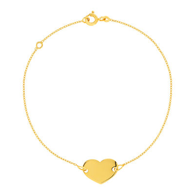 Bracelet or jaune 375 18 cm motif coeur