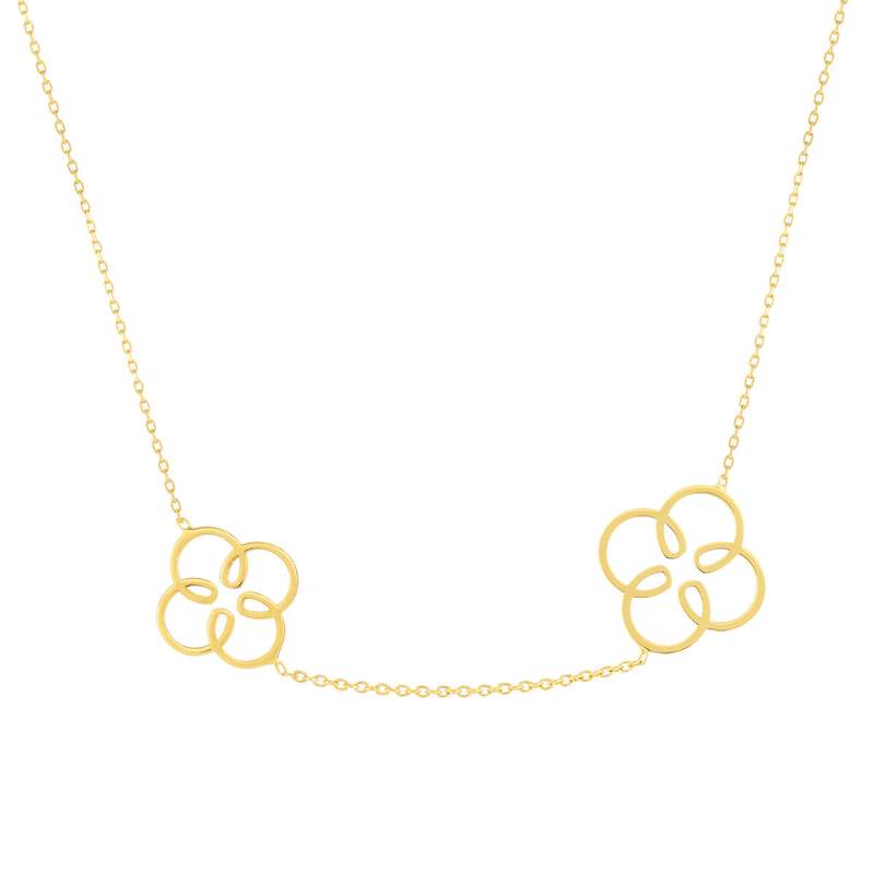 Collier or jaune 750 44 cm motif fleur - vue 1