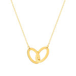 Collier or jaune 750 42 cm motif 2 anneaux entrelacés - vue 1