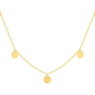 Collier or jaune 375 41 cm, motif pampille disque - vue 1