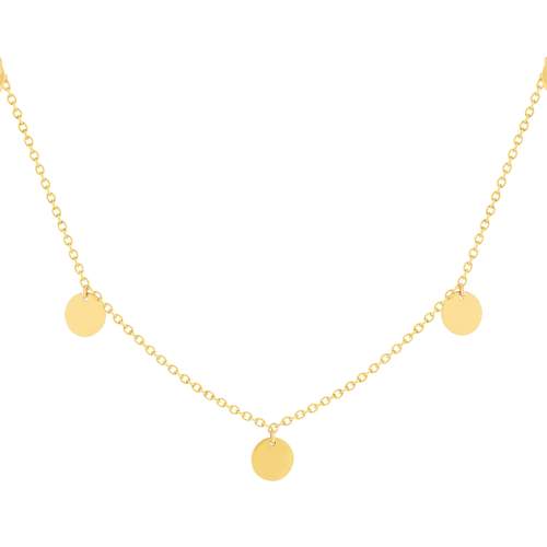 Collier or jaune 375 41 cm, motif pampille disque