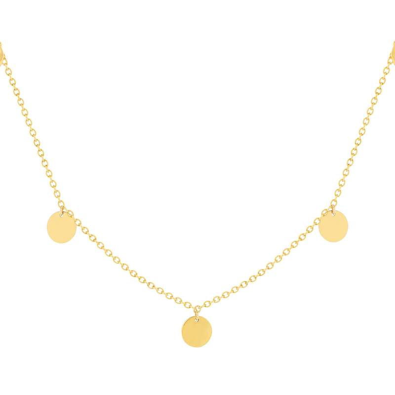 Collier or jaune 375 41 cm, motif pampille disque - vue 1