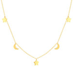 Collier or jaune 375 41 cm, motif pampille lune et étoile - vue 1