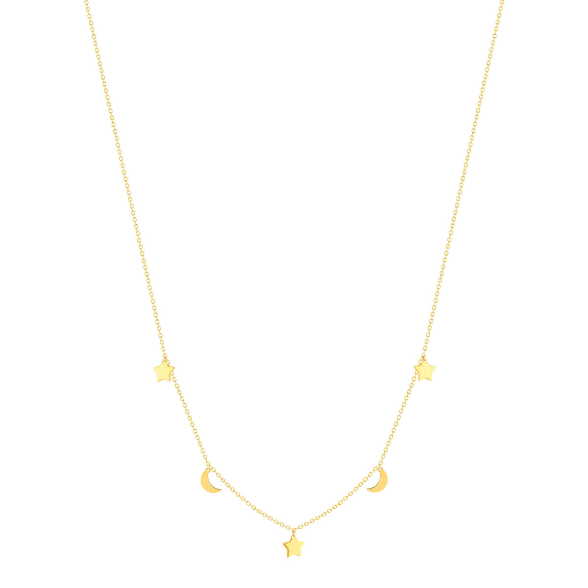 Collier or jaune 375 41 cm, motif pampille lune et étoile - vue 2