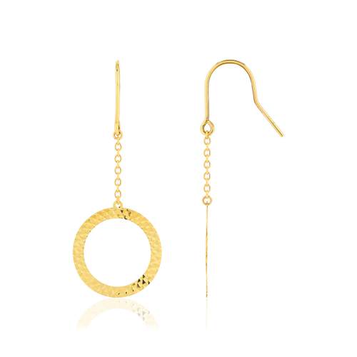 Boucles d'oreilles or jaune 375, anneaux ciselés