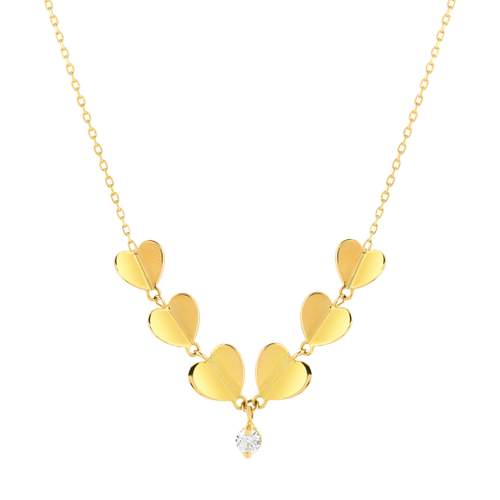 Collier or jaune 750 zirconia 42 cm motif coeur