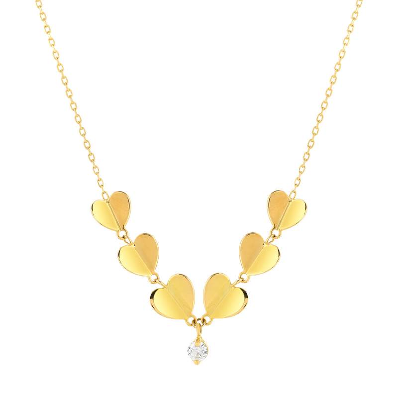 Collier or jaune 750 zirconia 42 cm motif coeur - vue 1