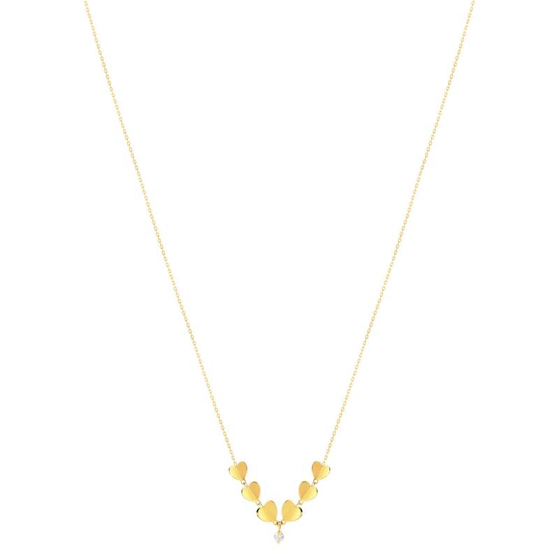 Collier or jaune 750 zirconia 42 cm motif coeur - vue 2
