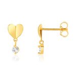 Boucles d'oreilles or jaune 750 zirconias motif coeur - vue 1