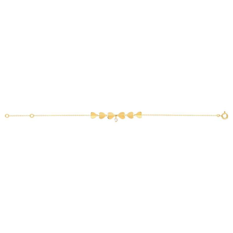 Bracelet or jaune 750 zirconia 18 cm, motif coeur - vue 2
