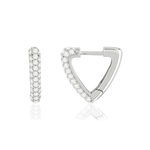 Boucles d'oreilles argent 925 zirconias, motif triangle - vue 1