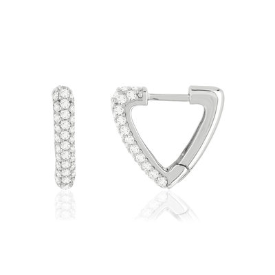 Boucles d'oreilles argent 925 zirconias, motif triangle