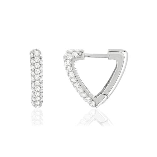 Boucles d'oreilles argent 925 zirconias, motif triangle