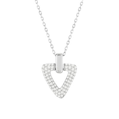 925 sterling silver necklace with zirconia stones, 45 cm, triangle design - view 1