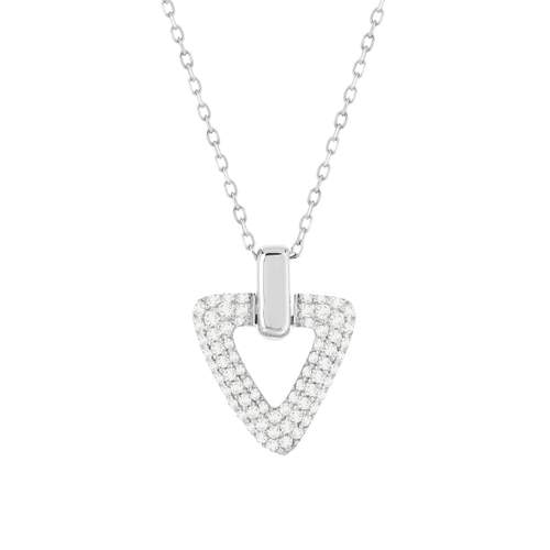 Collier argent 925 zirconias 45 cm, motif triangle