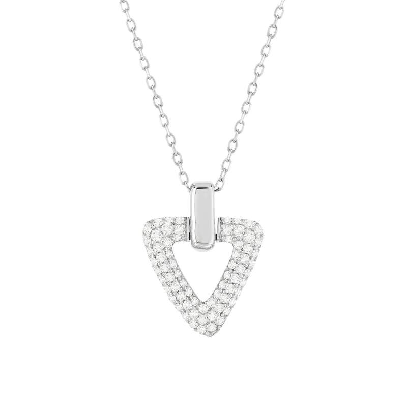 Collier argent 925 zirconias 45 cm, motif triangle - vue 1