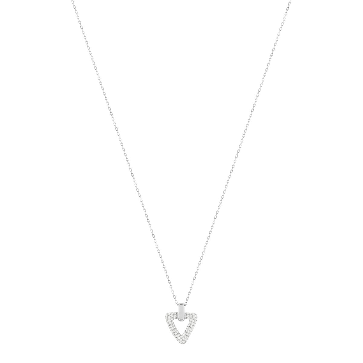 Necklace silver 925 zirconias 45 cm, triangle design - view 2