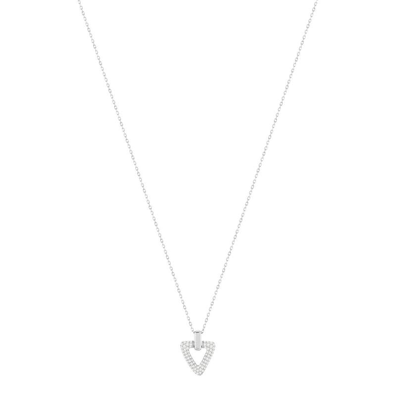Collier argent 925 zirconias 45 cm, motif triangle - vue 2