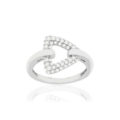 Bague argent 925 zirconias, motif triangle - vue 1