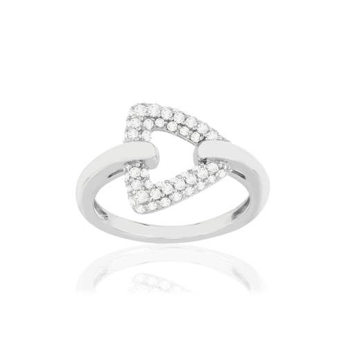 Bague argent 925 zirconias, motif triangle