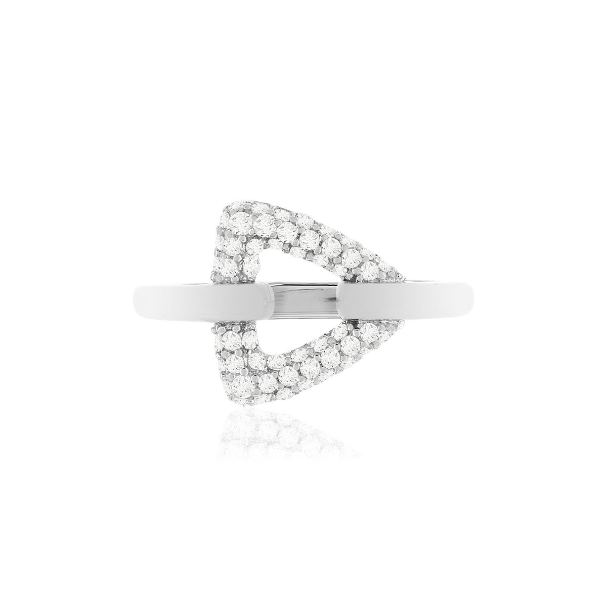 Bague argent 925 zirconias, motif triangle - vue 3